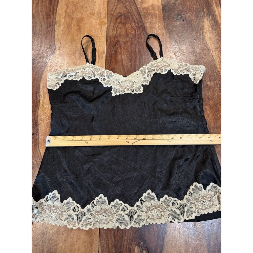 vintage Rickis satin camisole ivory lace beading side zipper size 10 coquette - Picture 5 of 11